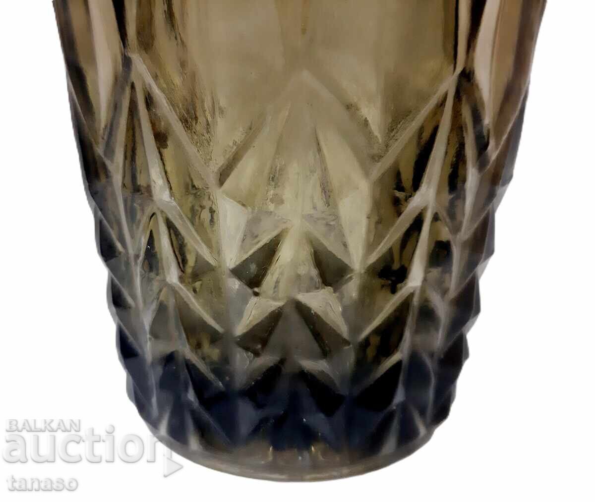 Beautiful old vase made of smoked ornamental glass (1.2) - 6 Beautiful old vase made of smoked ornamental glass (1.2) - 6