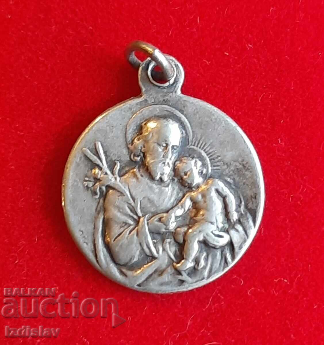 Religious French medallion St. Joseph and St. Archangel Michael Religious French medallion St. Joseph and St. Archangel Michael