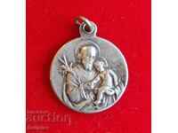 Religious French medallion St. Joseph and St. Archangel Michael