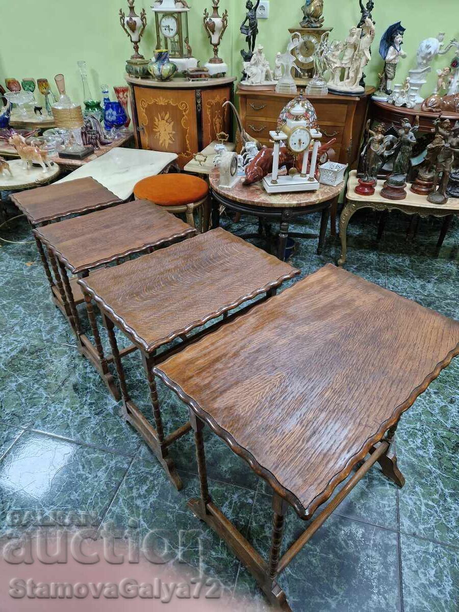 Όμορφο σετ 4 τραπεζάκια σαλονιού επώνυμων αντίκες - 6