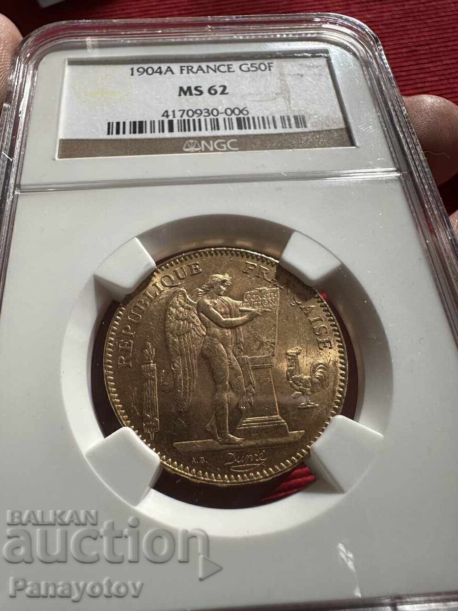 FRANCE GENIUS 50 FRANCS GOLD NGC PCGS MS 62 RARE με τιμή € 3500.00 | 6845.43 BGN
