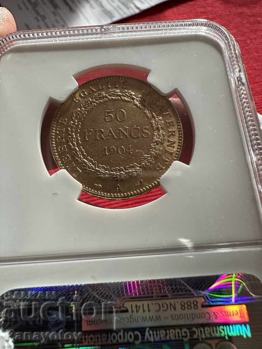 Auction FRANCE GENIUS GENIUS 50 FRANC GOLD NGC PCGS MS 62 RARE Auction FRANCE GENIUS GENIUS 50 FRANC GOLD NGC PCGS MS 62 RARE