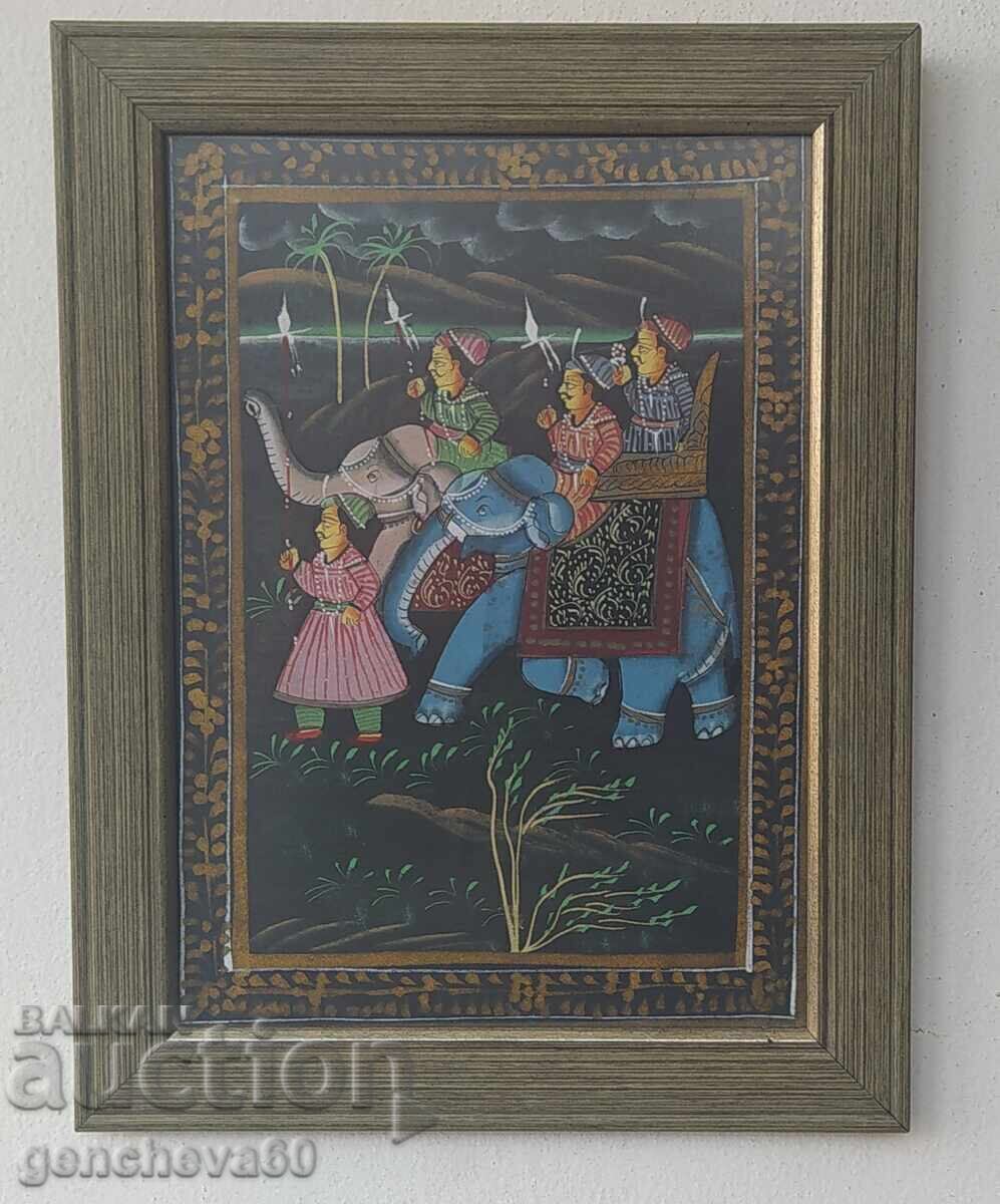 Tablou cu pictură tradițională indiană manuală pe mătase - 6 Tablou cu pictură tradițională indiană manuală pe mătase - 6