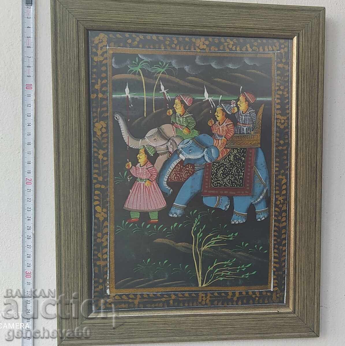 Tablou cu pictură tradițională indiană manuală pe mătase Tablou cu pictură tradițională indiană manuală pe mătase