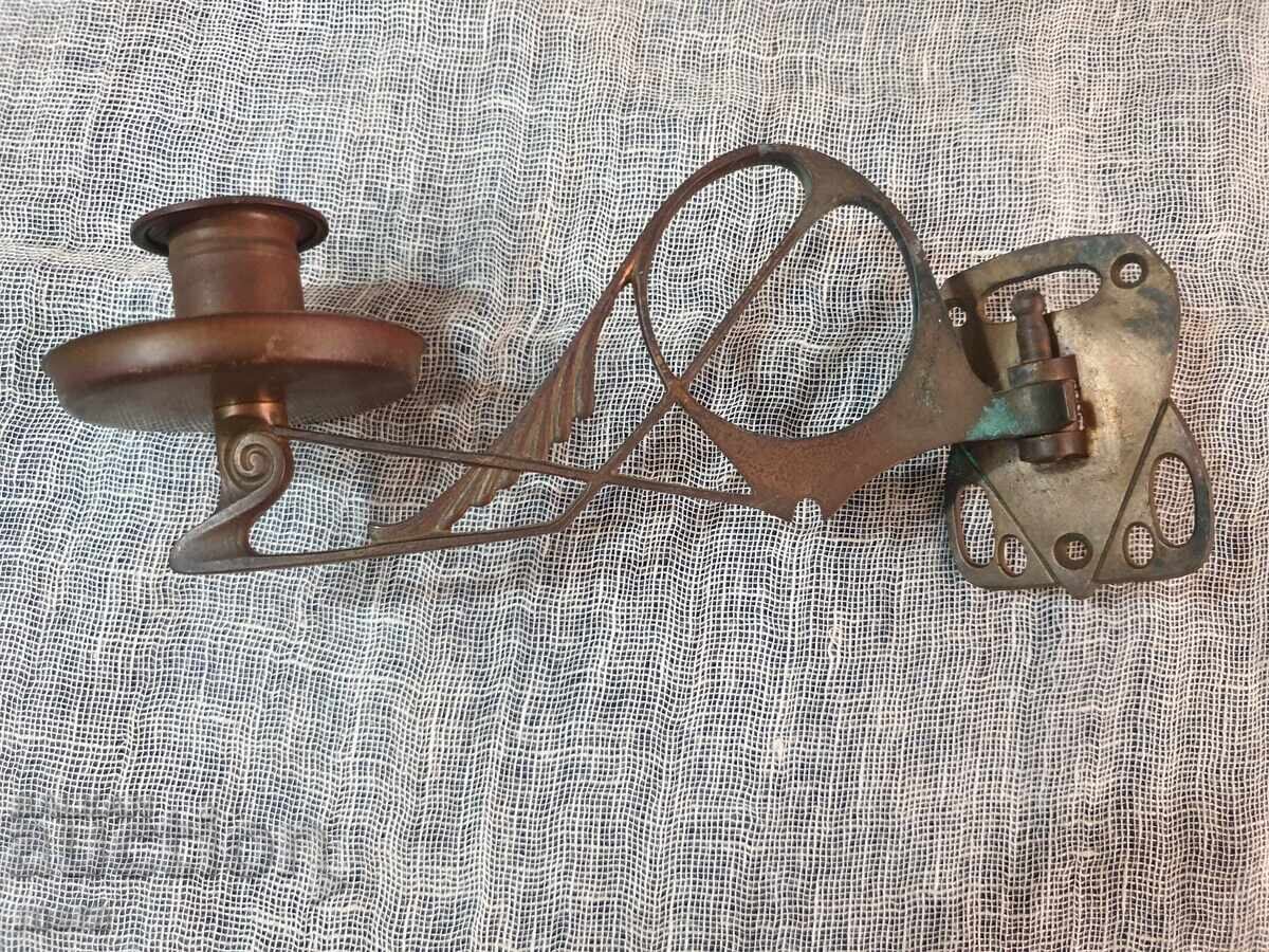 Auction  Antique bronze cantilever candlestick