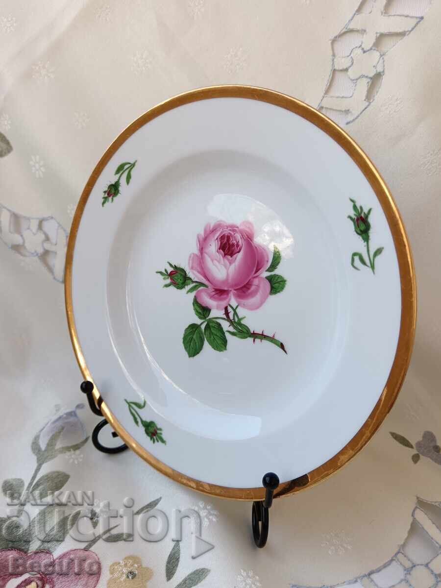 Meissen, triple coffee+dessert set, rose and swan neck decor - 6 Meissen, triple coffee+dessert set, rose and swan neck decor - 6