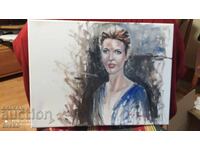 Oil painting on canvas signed portrait of a woman