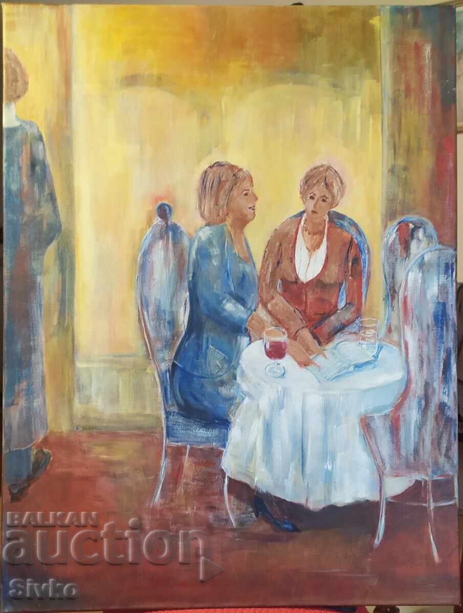 Oil painting canvas signed girlfriends Oil painting canvas signed girlfriends