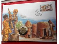 Togo-5 francs 1987 West Africa and postage stamp in a beautiful envelope