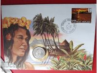 Tahiti-10 francs 1984 French Polynesia and postage stamp in a beautiful envelope