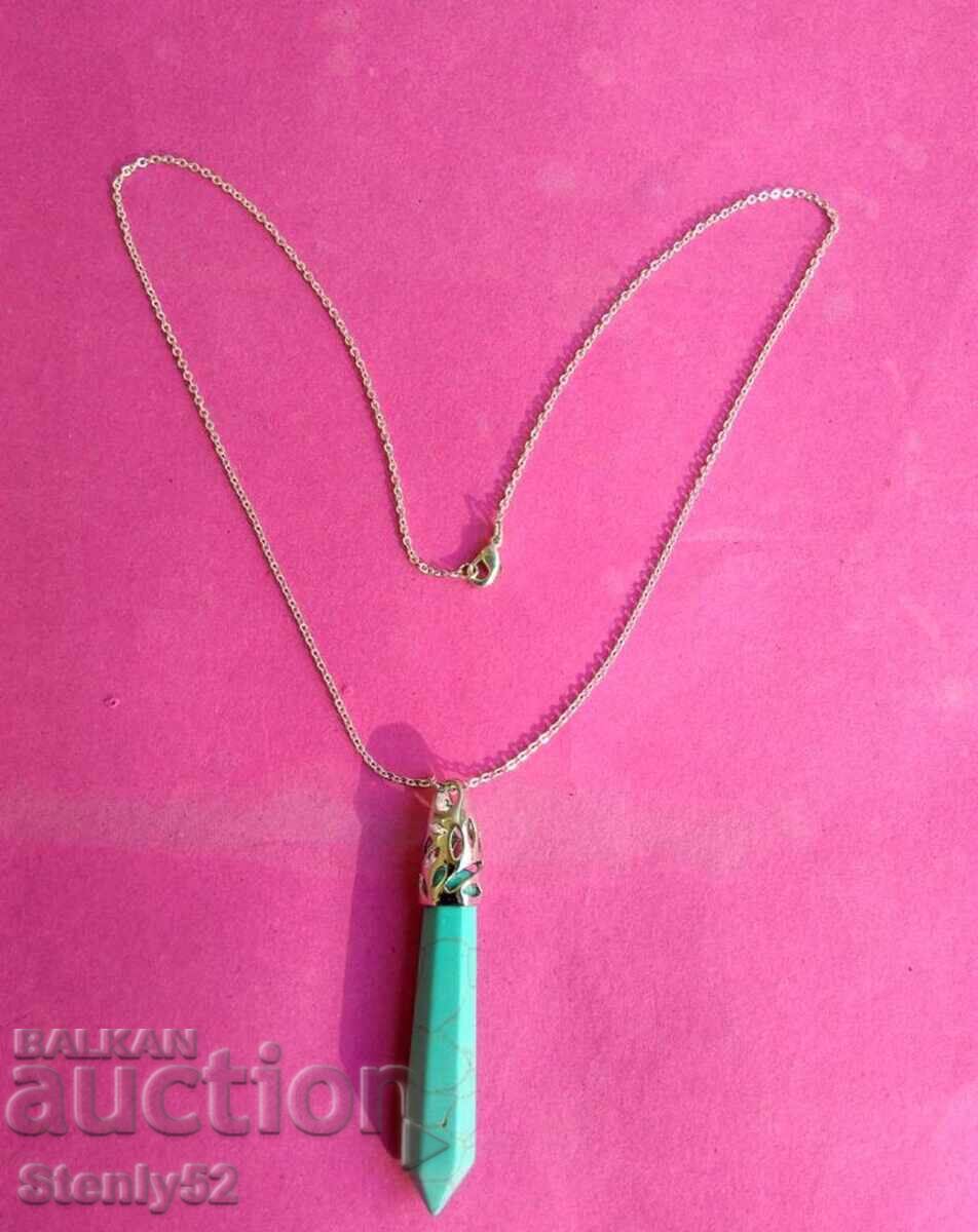 Медальони с естествени камъни с посребрени синджири с родиев - 6 Медальони с естествени камъни с посребрени синджири с родиев - 6