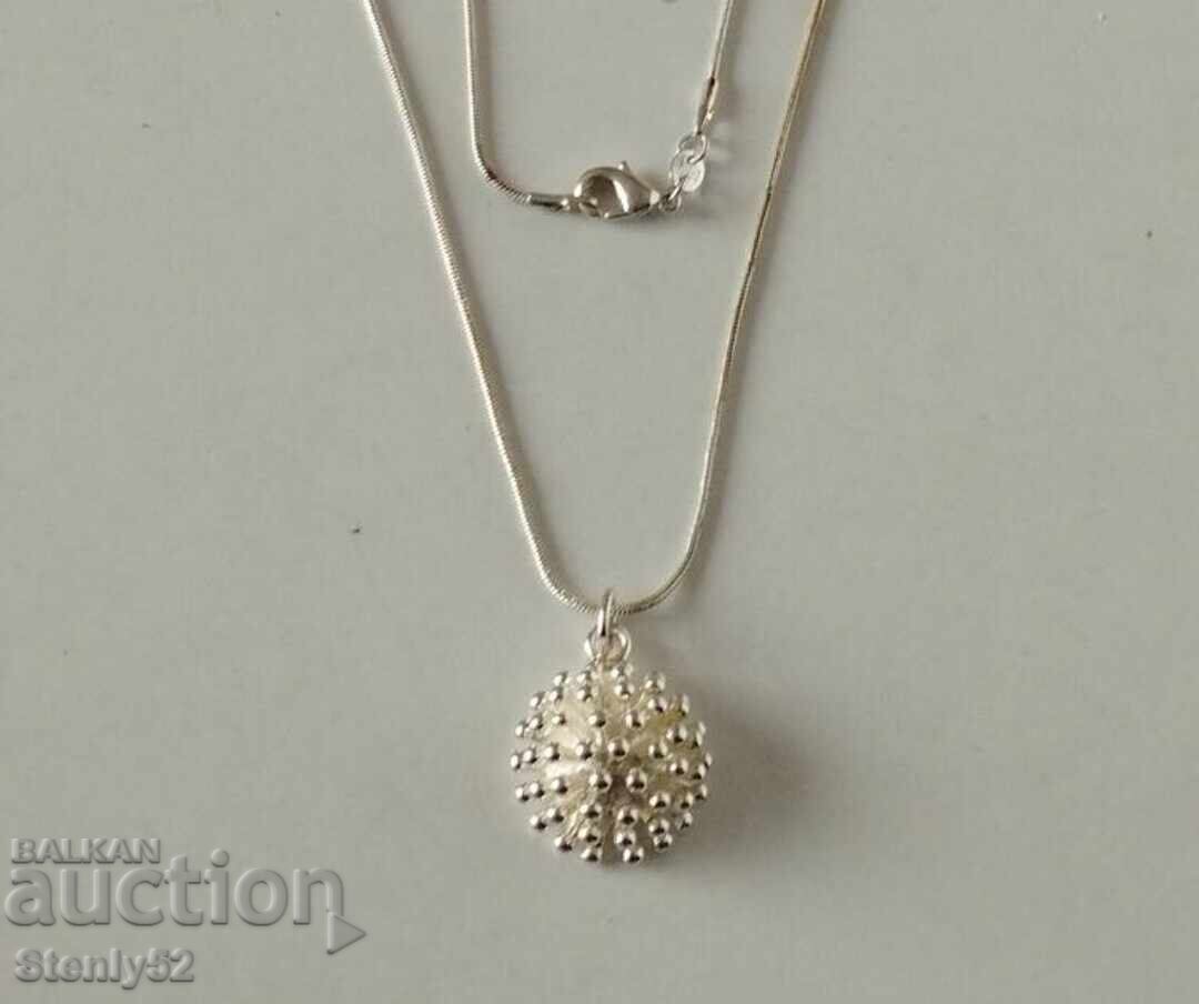 Silver-plated medallion with chain. Silver-plated medallion with chain.