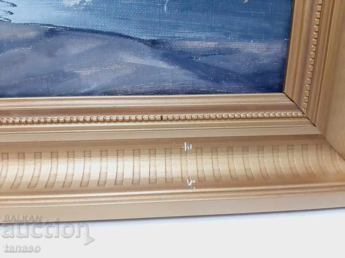 Auction Original oil painting Fish Village signed H.C Auction Original oil painting Fish Village signed H.C