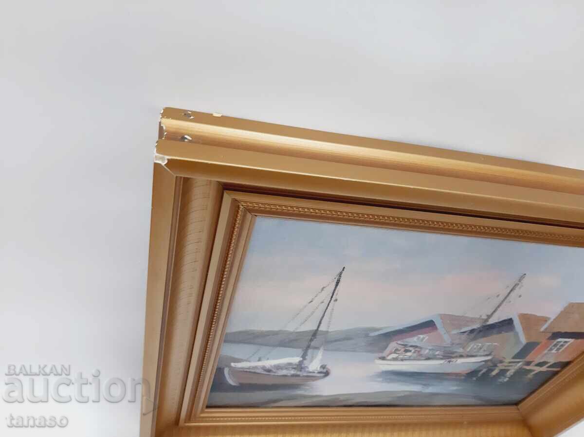 Delivery of Original oil painting Fish Village signed H.C Delivery of Original oil painting Fish Village signed H.C