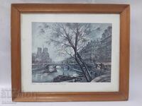 Old framed lithograph Notre-Dame de Paris(3.3)