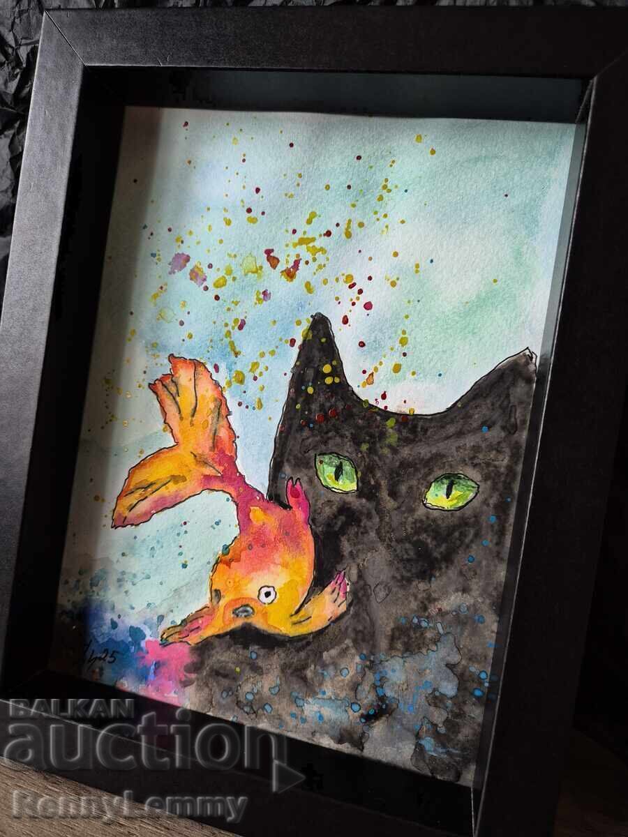 Livrarea Acvariu, pictură în acuarelă