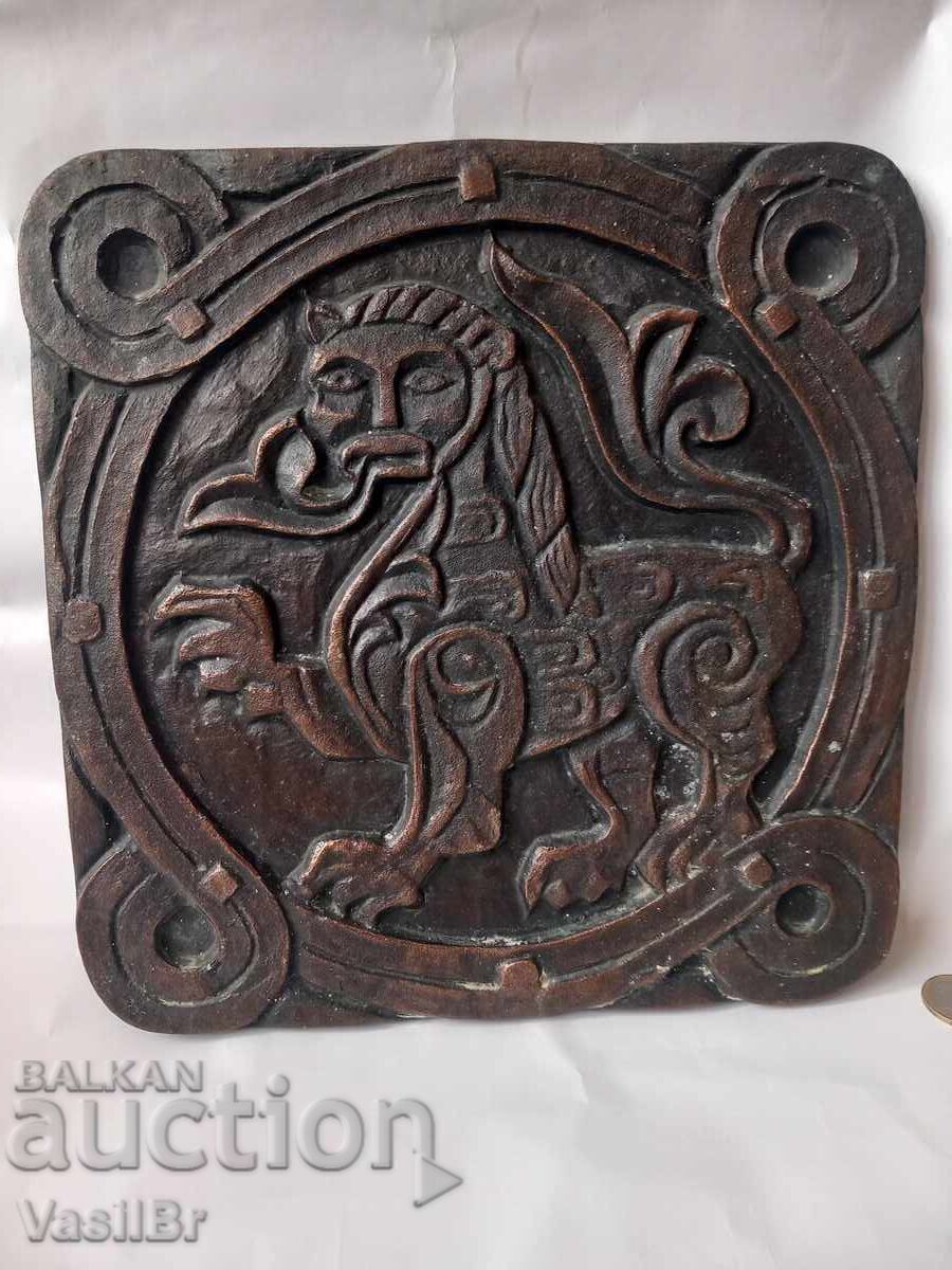 Large 26/27 cm metal Relief, sculpture, plaque Bas-relief lion Large 26/27 cm metal Relief, sculpture, plaque Bas-relief lion