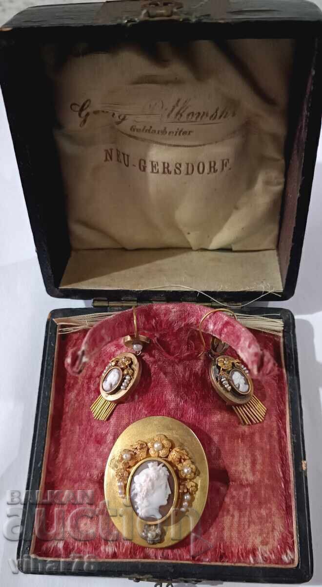 Old gold set-earrings-pendant-Biedermeier with price € 2999.99 | 5867.47 BGN