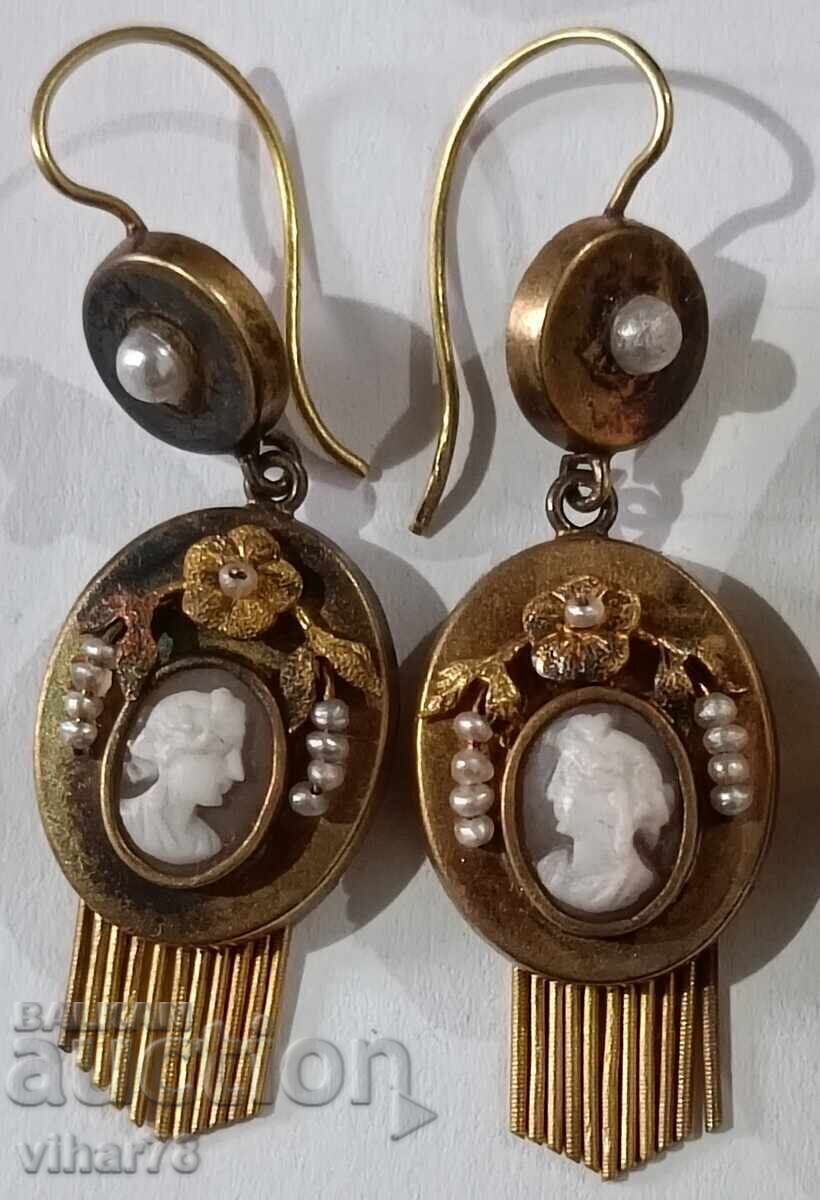 Old gold set-earrings-pendant-Biedermeier - 5