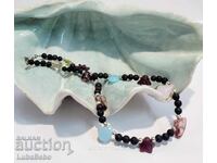 Necklace volcanic stone Lava and semi-precious stones