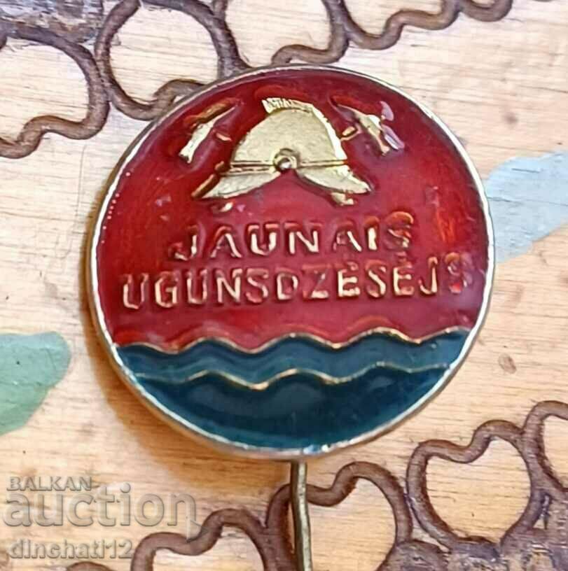 Delivery of Fireman sign. Fire Department Latvia Jaunais VUGD ugunsdzēsējs