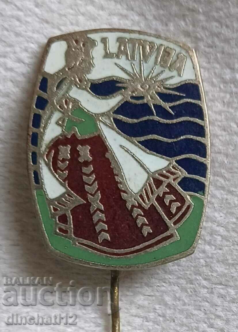 Enamel sign. Latvia National costume LATVIJA with price 4.00 BGN | € 2.05 Enamel sign. Latvia National costume LATVIJA with price 4.00 BGN | € 2.05