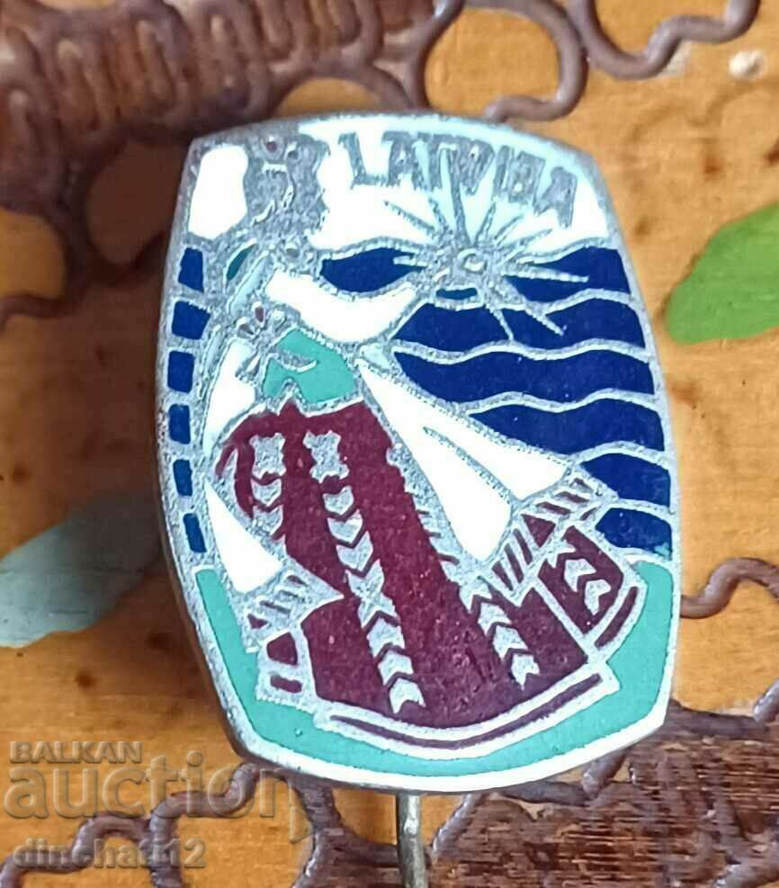 Delivery of Enamel sign. Latvia National costume LATVIJA Delivery of Enamel sign. Latvia National costume LATVIJA