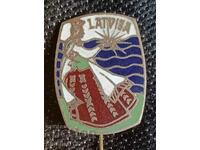 Enamel sign. Latvia National costume LATVIJA