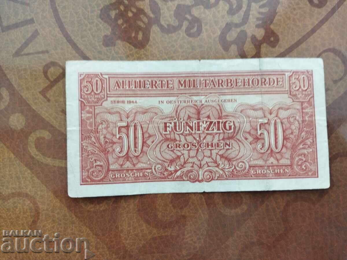 Auction Austria 50 groschen banknote from 1944. Auction Austria 50 groschen banknote from 1944.