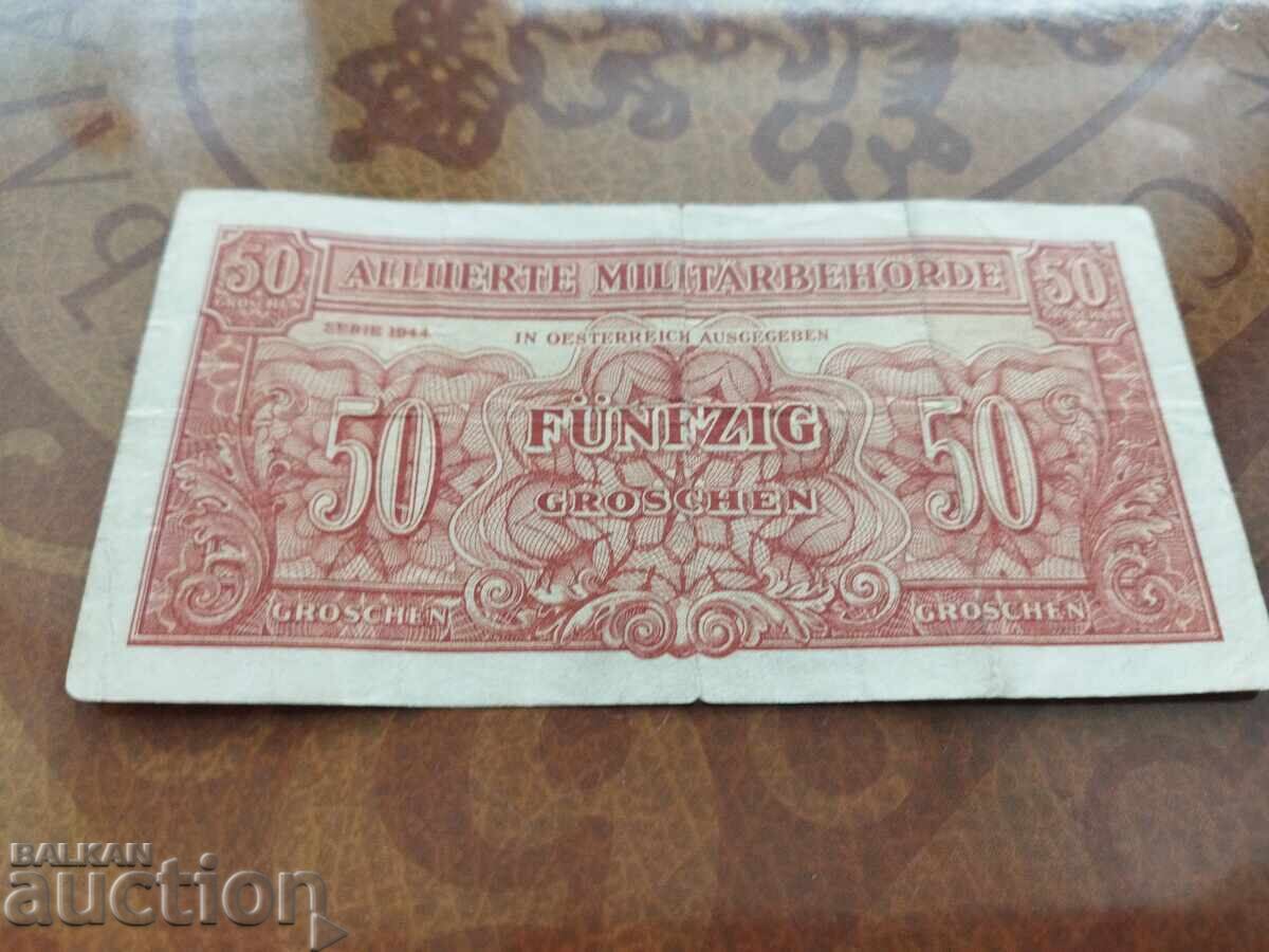 Delivery of Austria 50 groschen banknote from 1944. Delivery of Austria 50 groschen banknote from 1944.