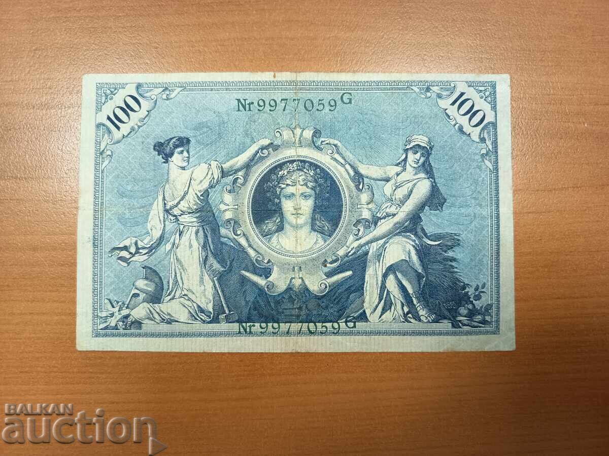 Germania 100 mărci din 1908 număr verde Germania 100 mărci din 1908 număr verde