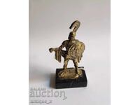 Old bronze sculpture - plastic - ancient Greek warrior