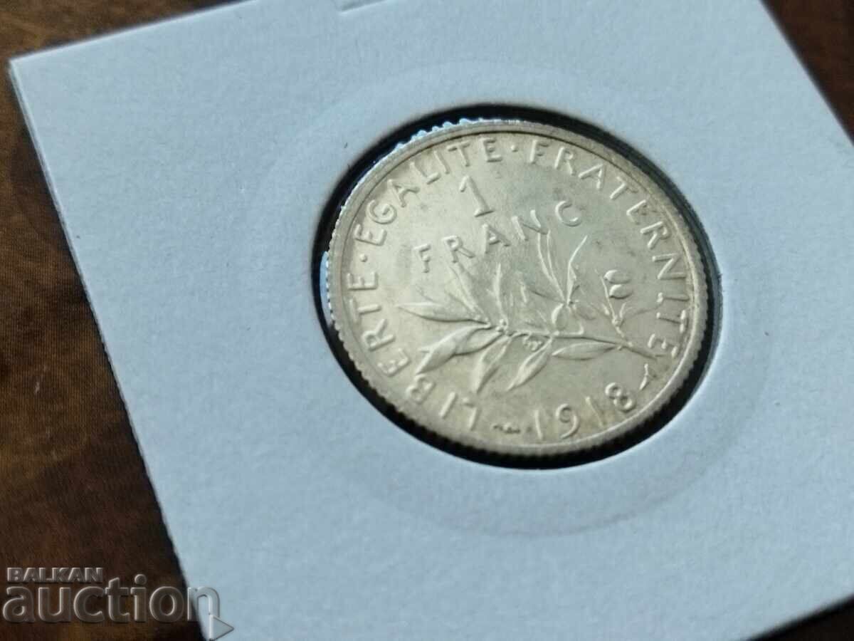 Γαλλία ασημένιο νόμισμα 1 φράγκου 1918 με τιμή € 11.00 | 21.51 BGN