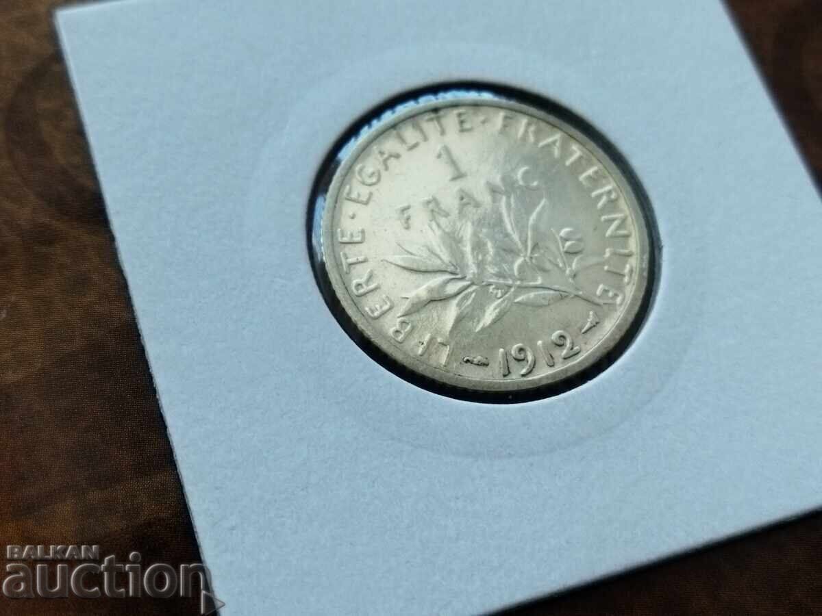 France silver coin 1 franc 1912 with price 16.00 BGN | € 8.18
