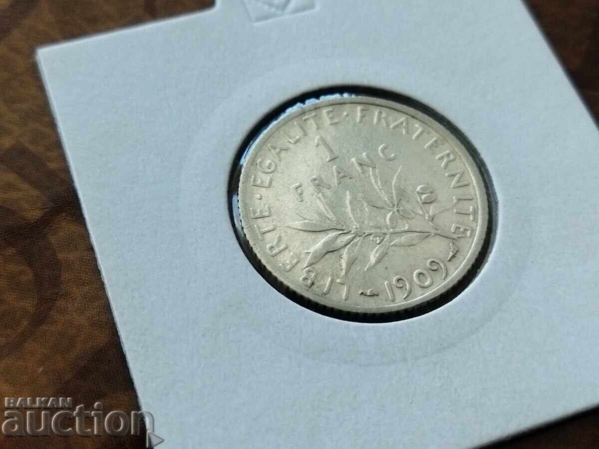 France silver coin 1 franc 1909 with price 16.00 BGN | € 8.18 France silver coin 1 franc 1909 with price 16.00 BGN | € 8.18