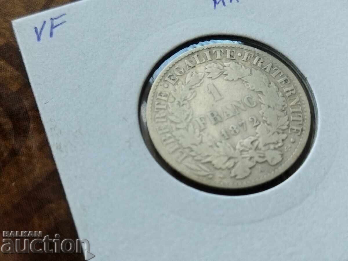 France silver coin 1 franc 1872 A - Paris with price 15.00 BGN | € 7.67 France silver coin 1 franc 1872 A - Paris with price 15.00 BGN | € 7.67