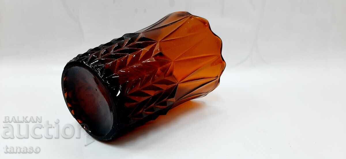 Όμορφο παλιό κεχριμπαρένιο γυάλινο βάζο (2.2) - 5