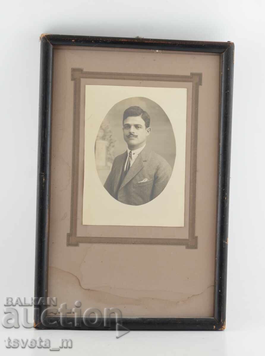 Antique photo, thick cardboard with frame, additional inscription 1936