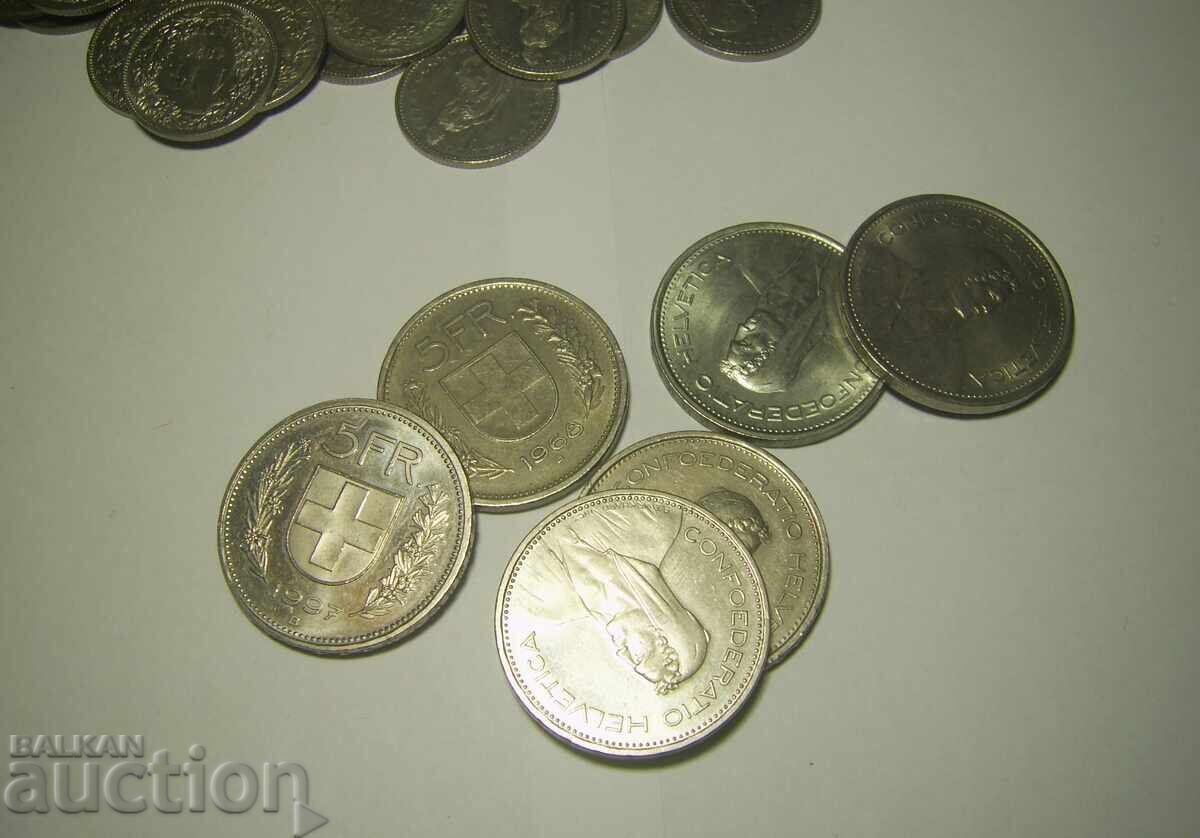 Currency CHF 221.50 Swiss Franc large coins - 5 Currency CHF 221.50 Swiss Franc large coins - 5