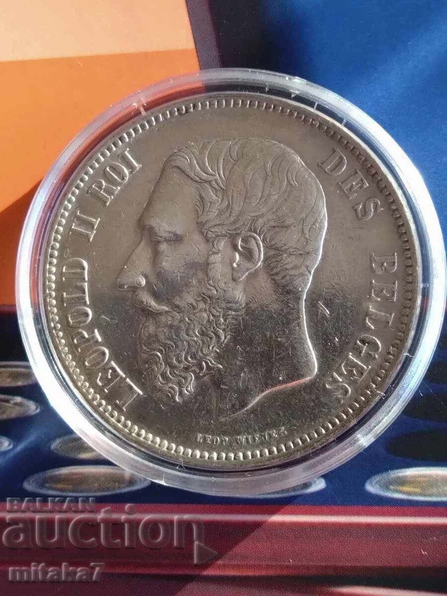 Delivery of 5 francs 1873, Belgium, silver Delivery of 5 francs 1873, Belgium, silver