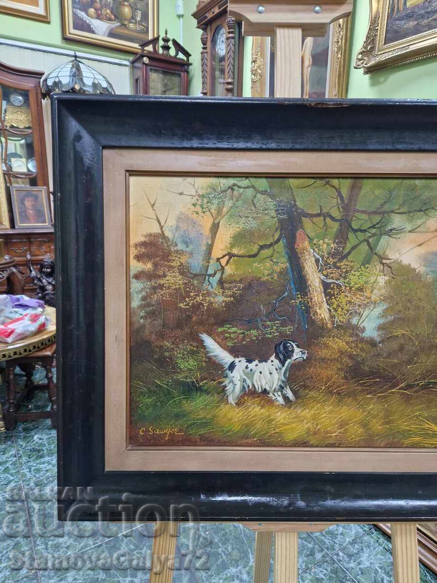 Чудесна антикварна авторска картина масло върху платно - 5 Чудесна антикварна авторска картина масло върху платно - 5