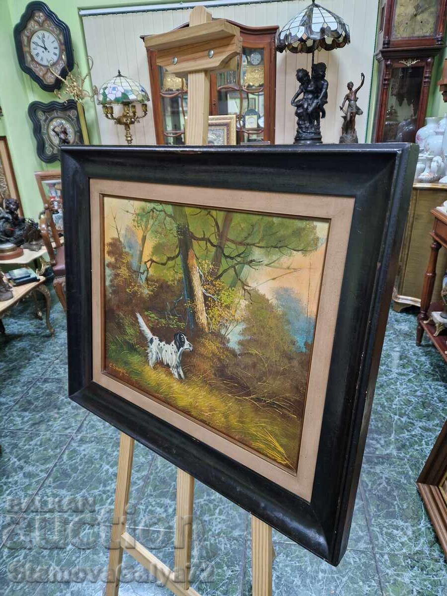 Чудесна антикварна авторска картина масло върху платно - 6 Чудесна антикварна авторска картина масло върху платно - 6