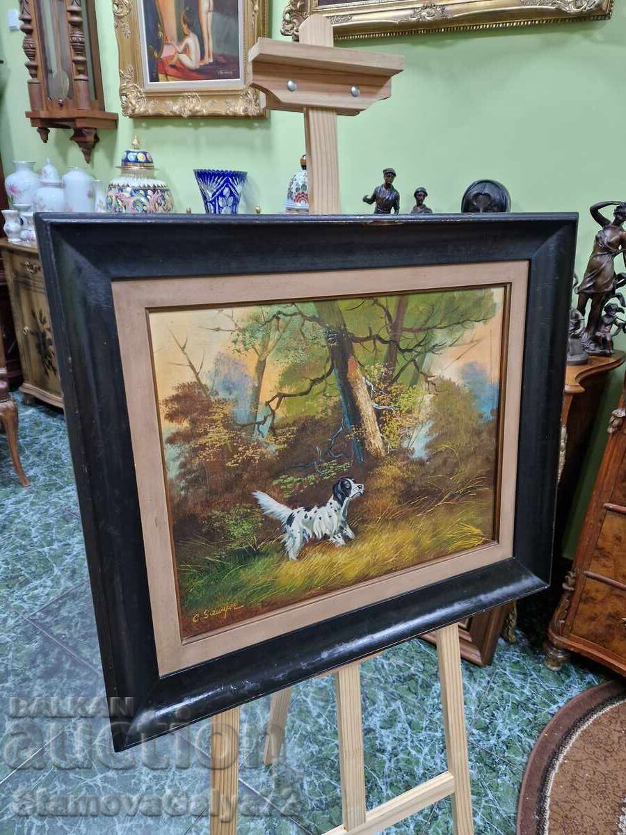 Чудесна антикварна авторска картина масло върху платно - 7 Чудесна антикварна авторска картина масло върху платно - 7