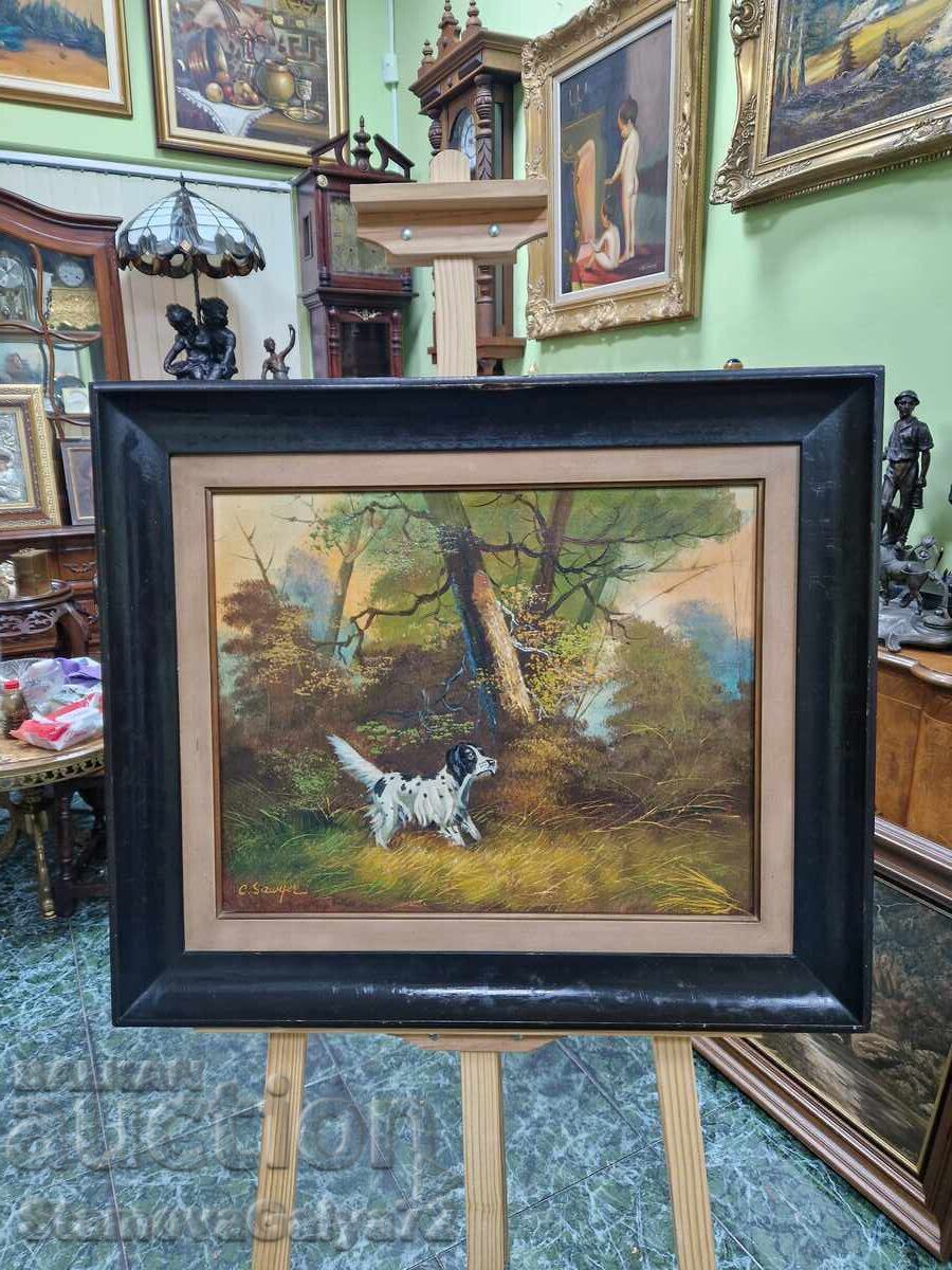 Чудесна антикварна авторска картина масло върху платно Чудесна антикварна авторска картина масло върху платно