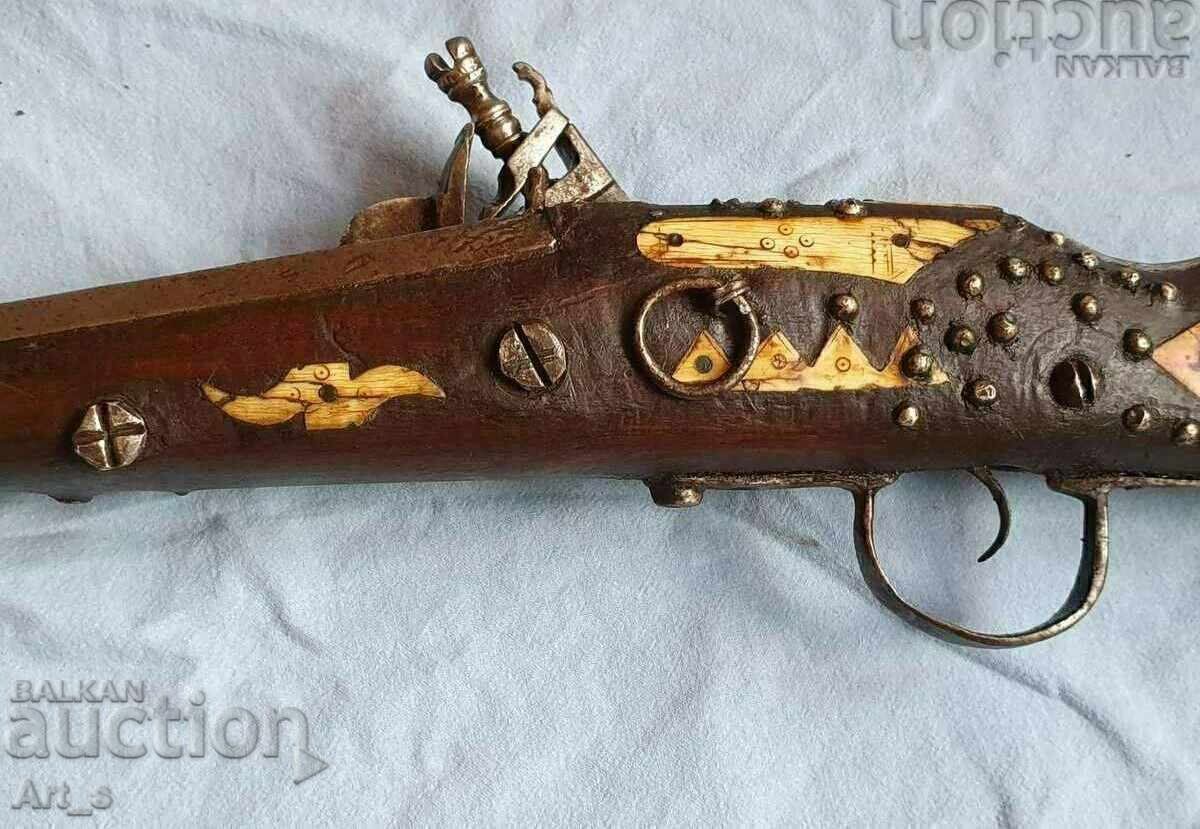 Υπέροχο πυροβόλο όπλο με πυρόλιθο από τον 17ο-18ο αιώνα, μήκους 147 εκ - 5