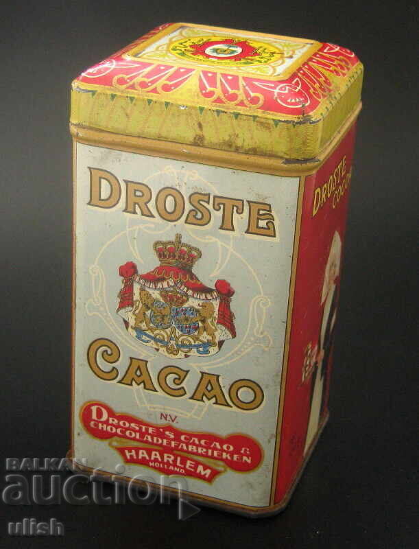Holland old tin can of cocoa Droste Cacao 100 grams with price 25.00 BGN | € 12.78