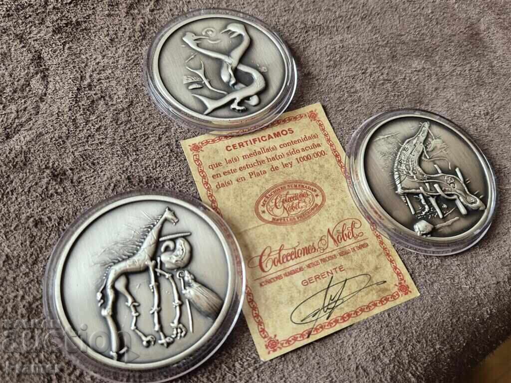 Auction  Salvador Dali 3 Silver Coins The Conquest of Space