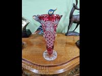 Great antique crystal vase Bohemia