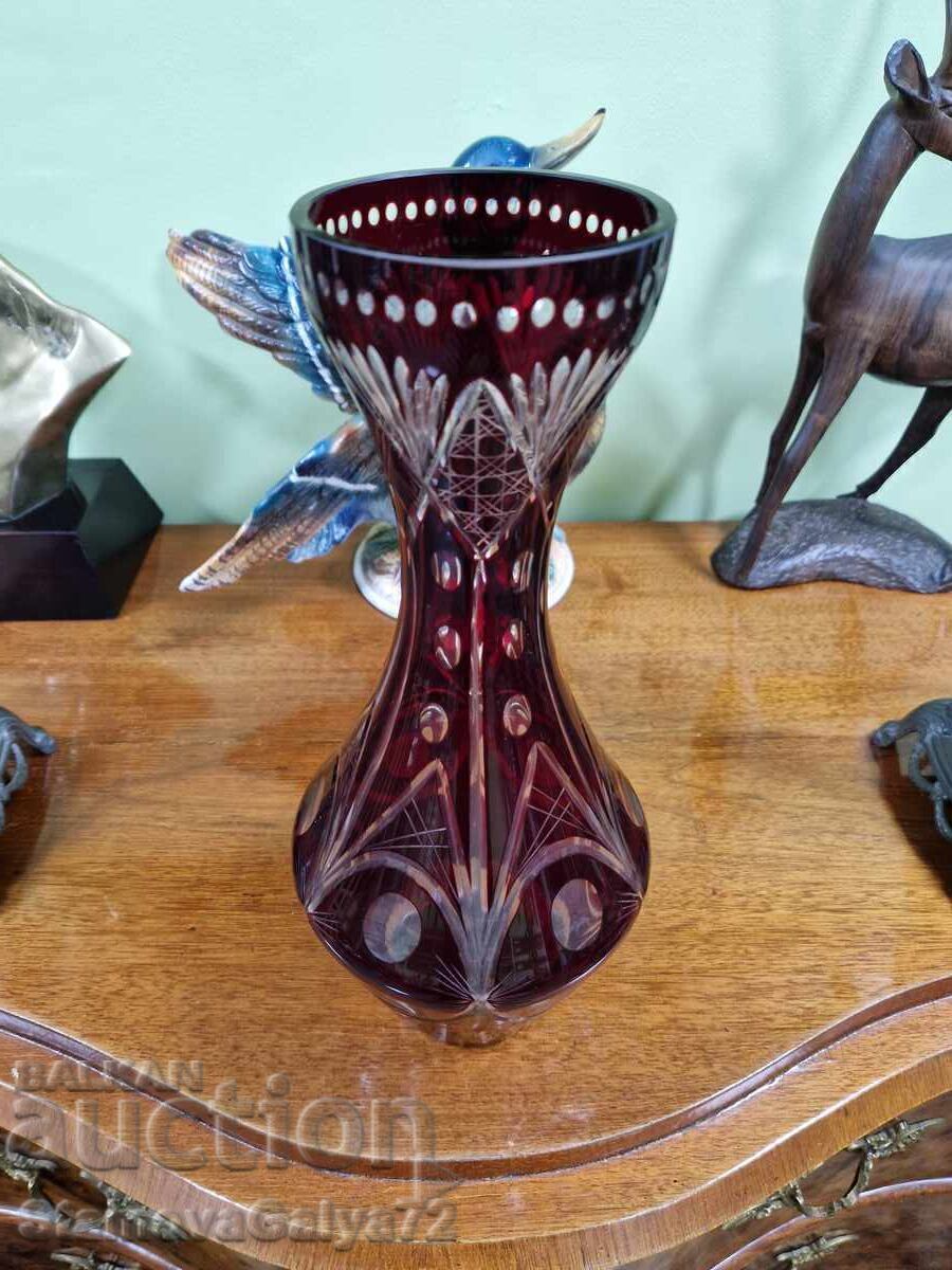 Licitație Frumoasă vază de cristal antică germană