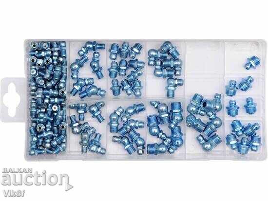 Metric grease nipples M6-M10 set of 110 pcs. Metric grease nipples M6-M10 set of 110 pcs.